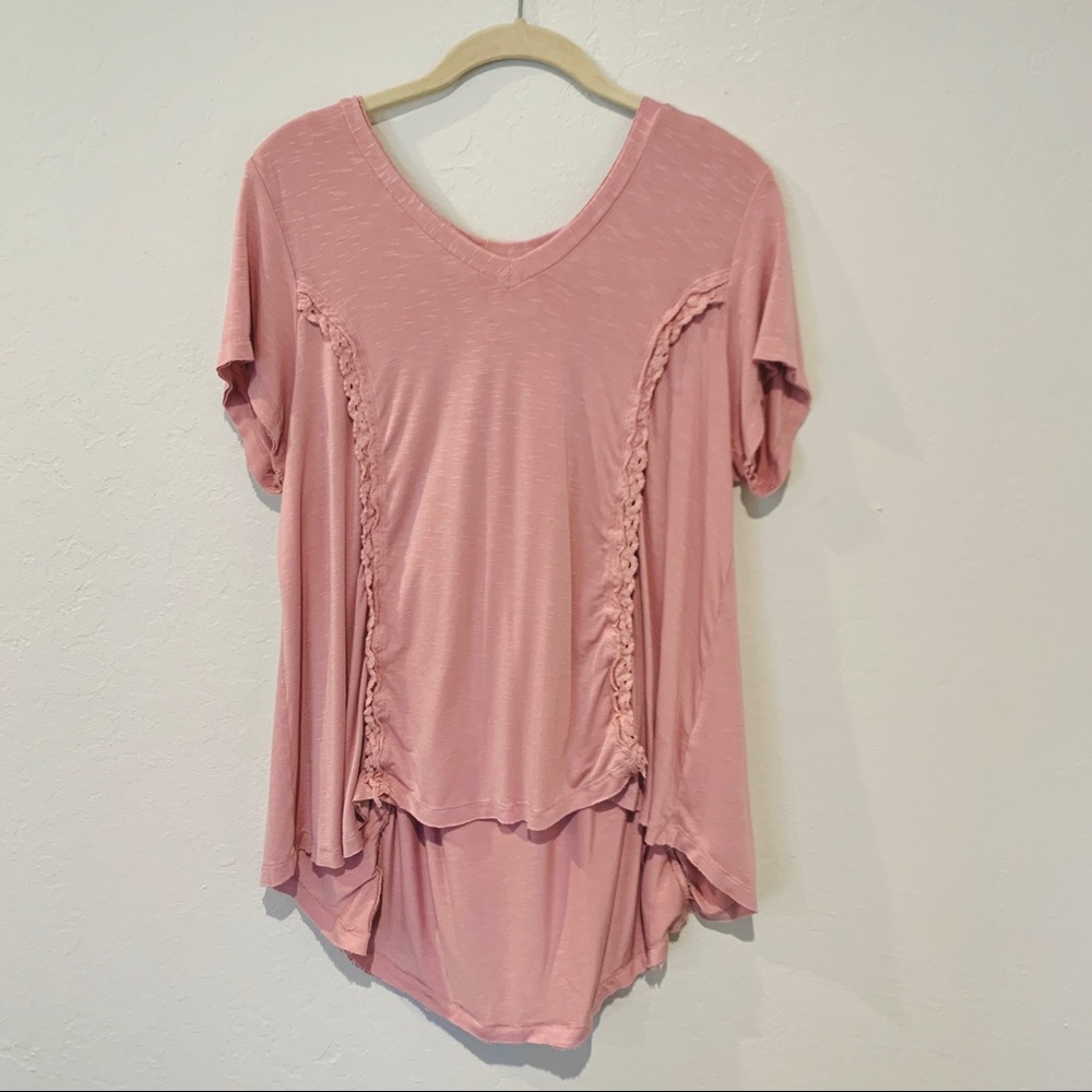 Pink/Salmon Top with Lace